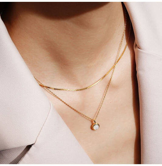  Lady Cozy - Argent / GP 14 carats - Perle - 48cm